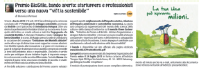 Premio BioStile, bando aperto_Vivere Sostenibile Luglio-Agosto 2015