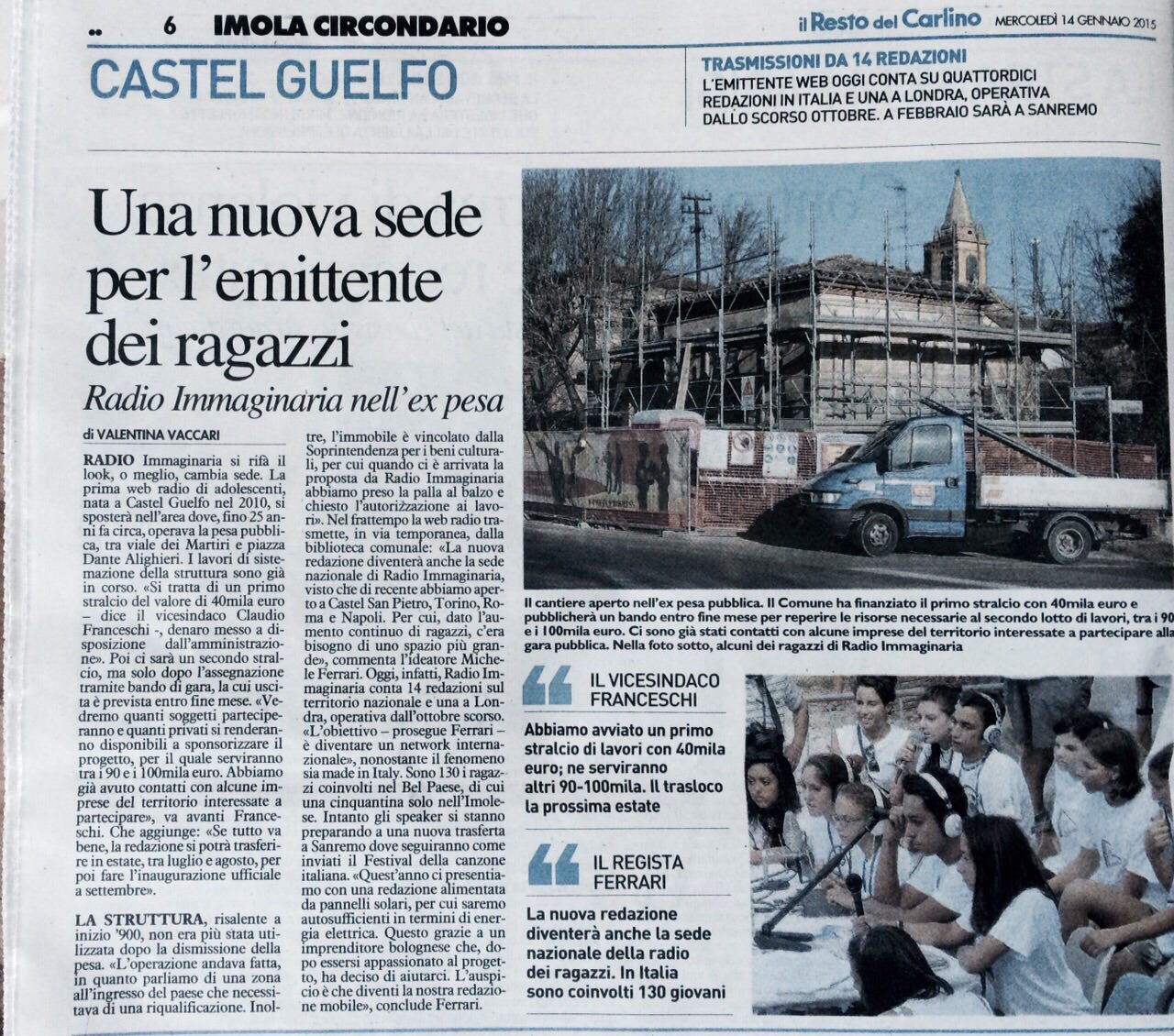 Il Resto del Carlino 14 Gennaio 2015