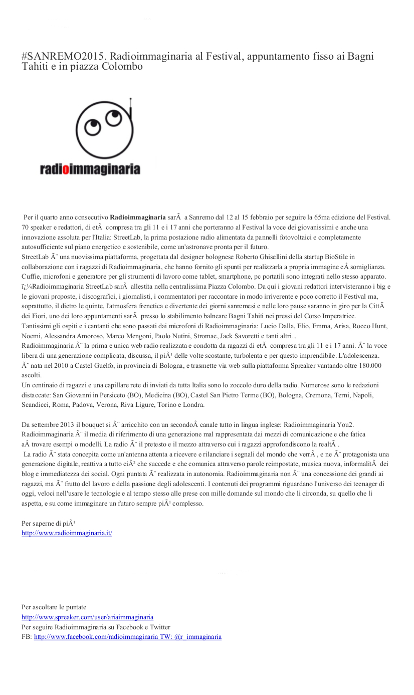 Punto Sanremo_Radioimmaginaria_15febbraio2015