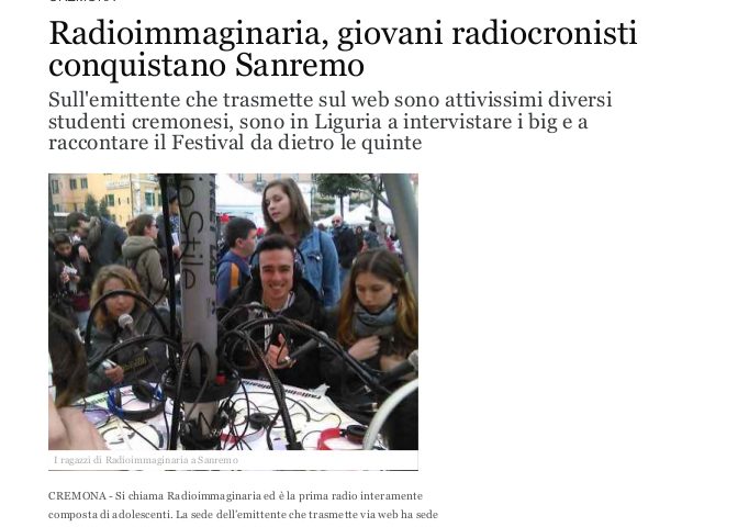 Radioimmaginaria, giovani radiocronisti conquistano Sanremo - La Provincia